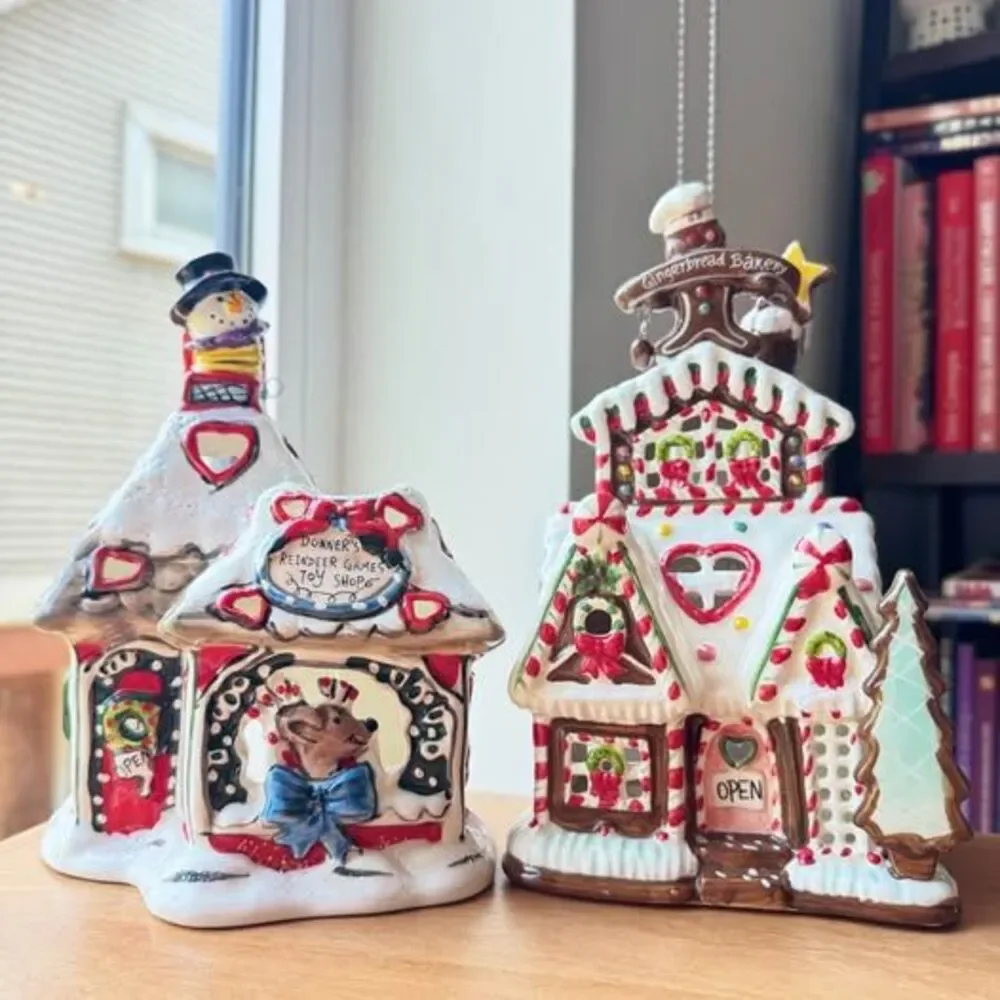 Blue Sky Clayworks Heather Goldminc Christmas Village Tealight Houses Vintage